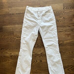 MOTHER The Hustler High-Rise Ankle Fray Corduroy Jeans Size 27 Hopscotch/Chalk